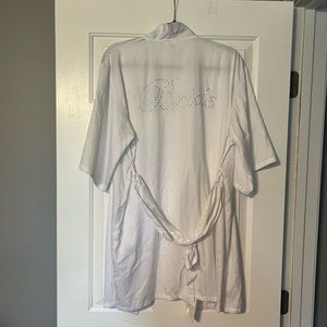 Bride embellished robe wedding bridal white silver medium large EUC